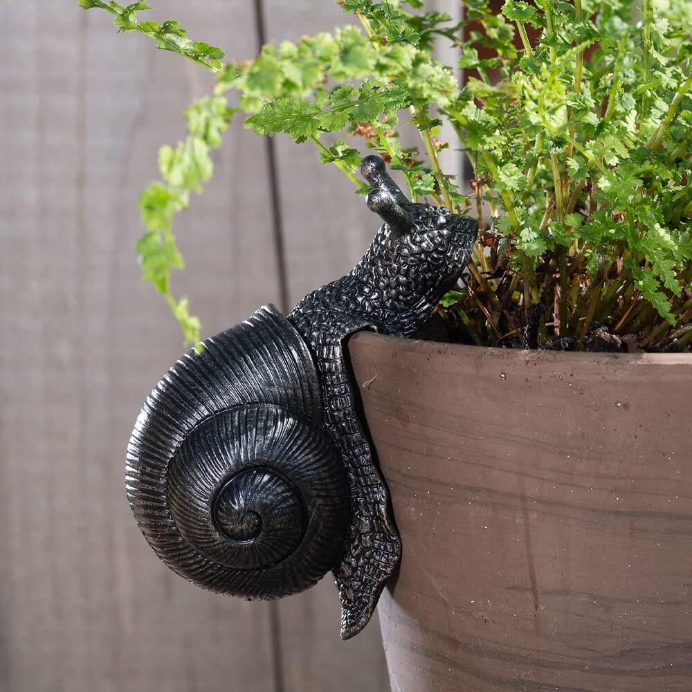 Pot Buddies Handmade Snail Figure Plant Pot Hanger - Decorative Hanging Garden Ornament - Flower Planter Figurine