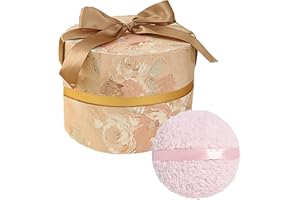 Qopoto Powder Puff, Large 6'' Body Powder Puff for Dusting Powder, Women Powder Puff with Storage Container for Bath, Body Powder Applicator and Oversize Powder Puffs for Body Powder (Yellow)