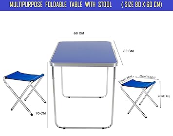 R. K. INTERNATIONAL Lightweight Portable Folding Chairs Table Set, Outdoor Indoor Compact Ultra Foldable Camp Beach Picnic Fishing Backpacking Camping Set (with 2 Stool)