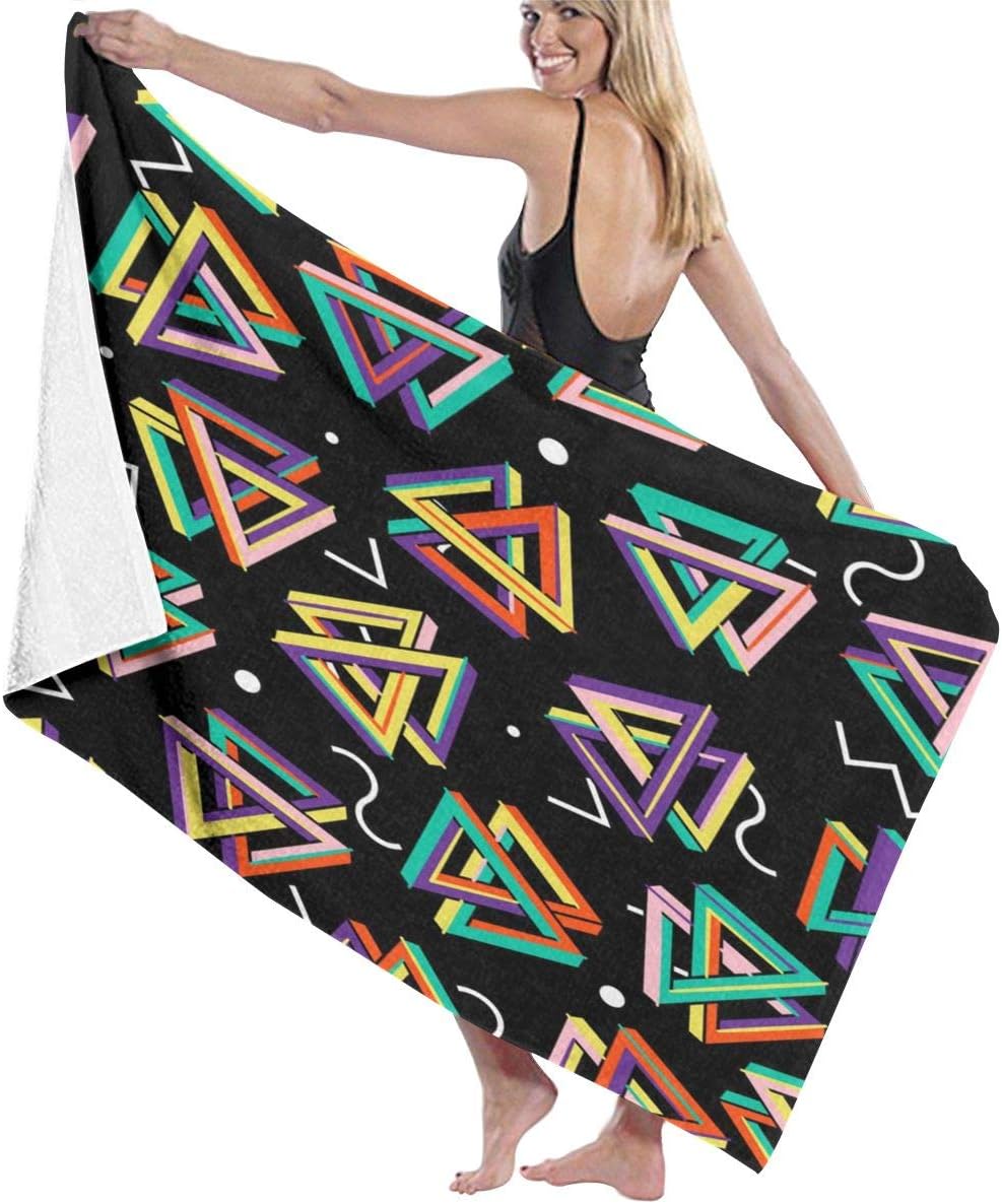 YUNIKER Funky 90s Triangle Patterns Bath Towels QuickDry
