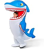Spooktacular Creations Kids Halloween Inflatable Shark Costume, Blue Shark Air Blow Up Costumes Girls, Full Body Funny Halloween Inflatable Suit for Boys Dress Up Themed Parties