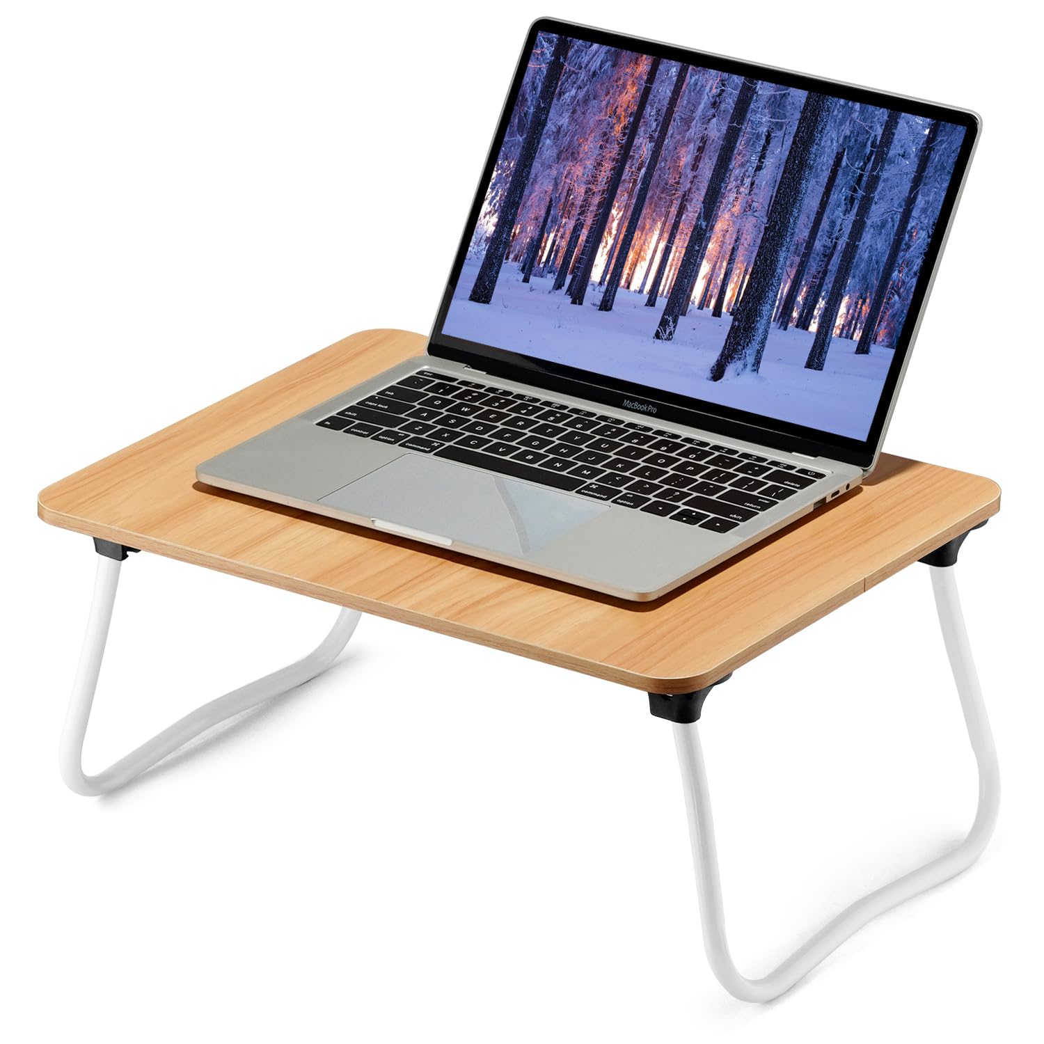 ZEAPTAC Foldable Lap Desk - Portable Laptop Stand, Lightweight Mini Table For Bed, Couch, Floor (White)