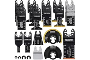 PECHAM 23PCS Titanium & Carbide Multitool Blades Oscillating Tool Saw Blades Heavy Duty for Hard Material, Metal/Steel Nails/Bolts/Screws Fit Most Oscillating Tools