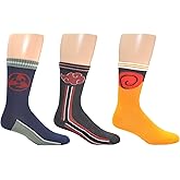 Everything Legwear Naruto Shippuden Streetwear Crew Socks (3 Pair) - Checkered Street Style Gift Socks - One Size Fits Most