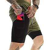 OEBLD Mens Athletic Shorts 2-in-1 Gym Workout Running 7'' Shorts with Towel Loop