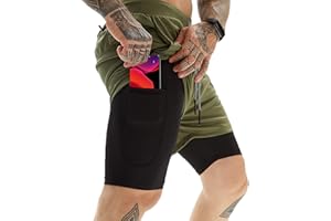 OEBLD Mens Athletic Shorts 2-in-1 Gym Workout Running 7'' Shorts with Towel Loop