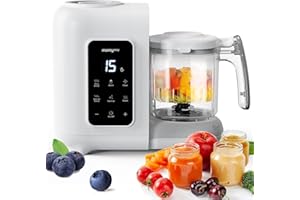 MOMYEASY Baby Food Maker, Baby Food Steamer and Puree Blender, Food Processor Chopper Grinder Steamer in-One, Auto Cooking & Grinding with Touch Control Panel&Self Cleans, BPA-Free