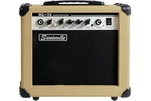 Sunsmile Electric Guitar Amplifier with 3 Band Equliser, Built in Speaker, 1/4" Instrument Input, Headphone Jack and AUX Input 15 Watts 110V/60Hz Portable Amplifier for Practise Tweed.
