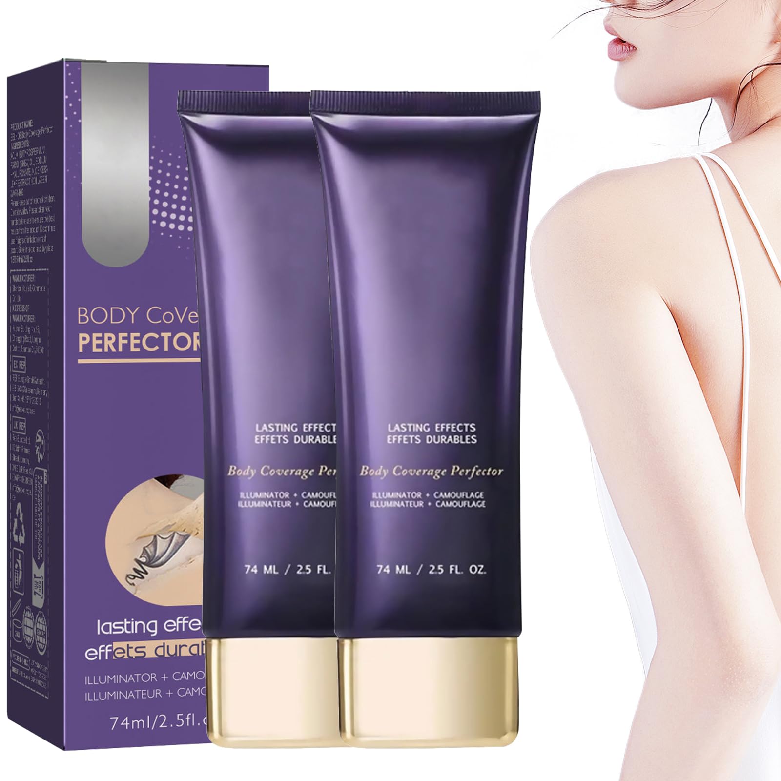 Photo 1 of 2PCS Body Coverage Perfector, All Over Complexion Perfector, Tattoo Cover Up Makeup, Waterproof and Lasting Effect for All Skin Types