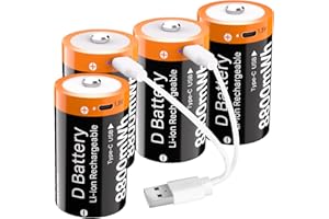 (8800mWh) Rechargeable D Batteries, New Upgrade High Capacity Lithium D Cell Battery Replacement for Floodlight, Electronic T
