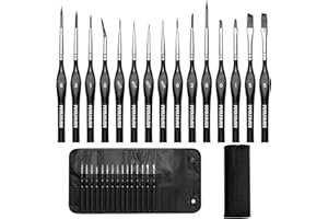 POIKSHARK 15 Pcs Micro Detail Paint Brushes Set with Portable Case for Oil Watercolor Acrylic Painting, Triangle Model Paint Brush Set for Fine Detailing,Watercolor Paint by Numbers Kit for Adult Painting