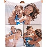 Bemaystar Custom Photo Blanket - Personalized Gifts for Women Men Family, Custom Blankets, Personalized with Photo, Collage Blanket, Father's