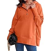 AlvaQ Womens Oversized Sweatshirts Hoodies Fleece Button Neck Hooded Tops Casual Pullover Tunics Winter Outfits 2025