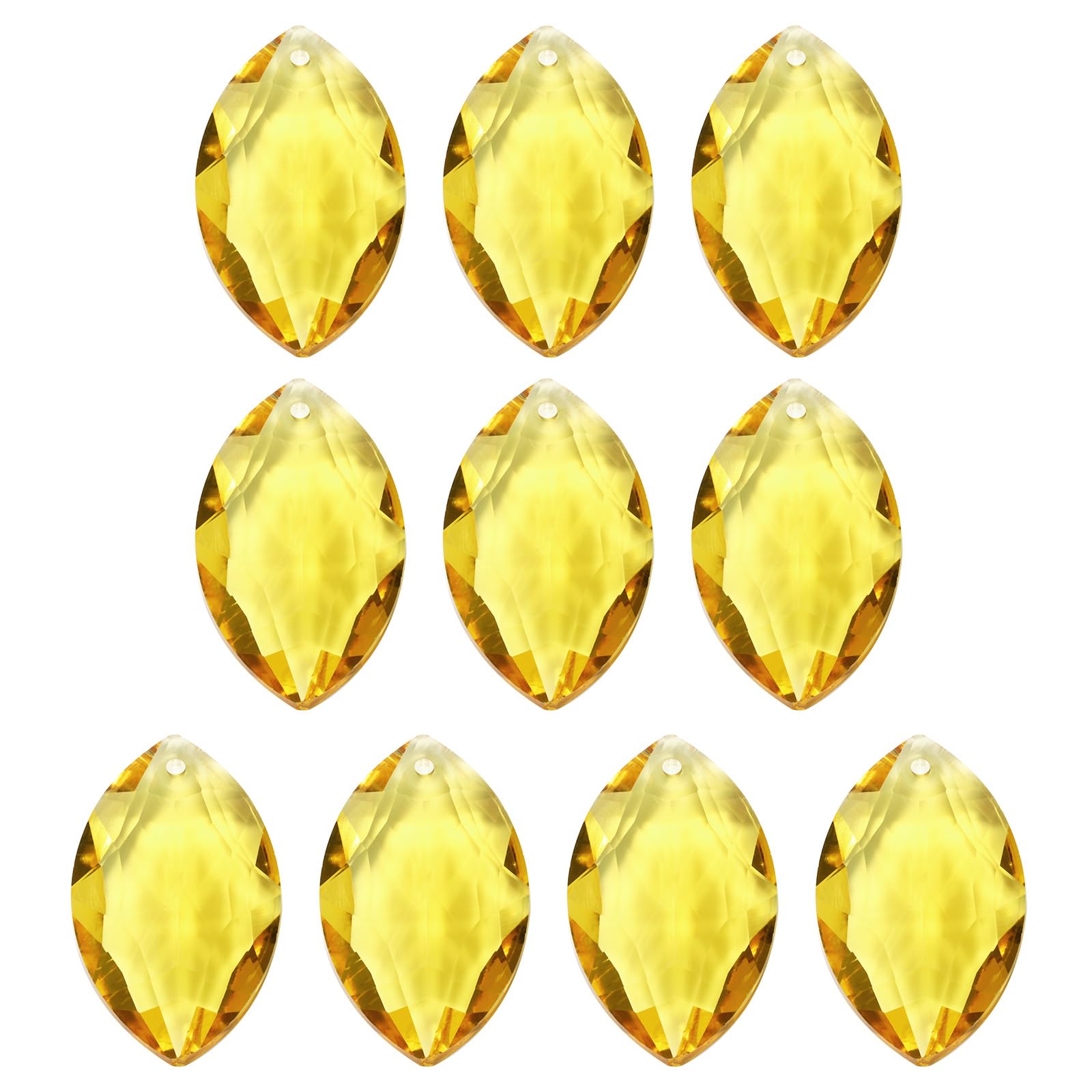 PATIKIL K9 Crystal Pendants Oval Beads, 10 Pack 38mm Chandelier Prisms Parts Hanging Beads DIY Lamp for Arts Crafts Decoration, Golden