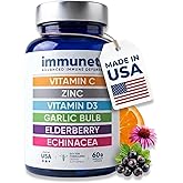 Immuneti Advanced Immune Support &ndash; Doctor Formulated 6-in-1 Daily Immunity Supplement &ndash; Made in USA &ndash; With Vitamin C, D3, Zinc, Elderberry, Garlic &amp; Echinacea - Vital Nutrients &amp; Antioxidants (1)