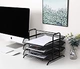 EasyPAG 3 Tier A4 Mesh In Tray Office Desk Tidy File Holder Black view 5