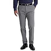 Haggar Men's Iron Free Premium Khaki Slim-Straight Fit Flat Front Expandable Waist Casual Pant