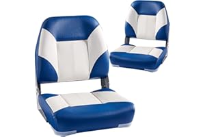 EAST CAPTAIN Boat Seating 2 Pack Fold-Down Fishing Boat Chair Blue and White
