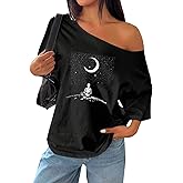 SOFIA'S CHOICE Women's Summer Off The Shoulder Tops Tie Dye Shirts Short Sleeve Oversized Tshirts