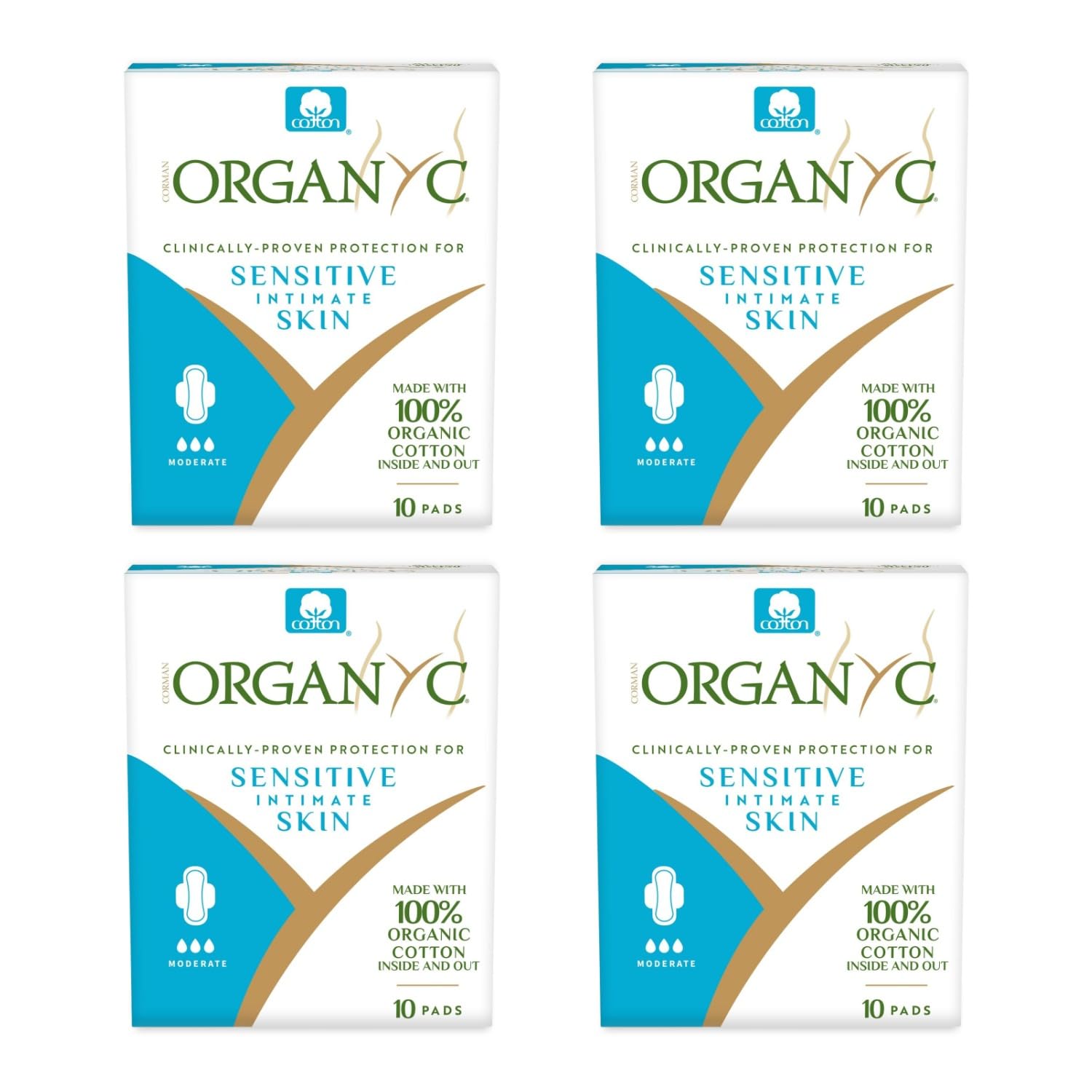 Organyc Pads - Moderate Flow 4 X 10