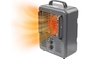 Comfort Zone Electric Portable Milkhouse Style Utility Space Heater with Adjustable Thermostat, Overheat Protection, and Safety Tip-Over Switch, Ideal for Garage or Greenhouse, 1,500W, CZ798
