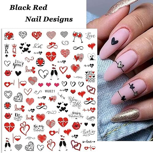 Elegant Black Red Nail Art
