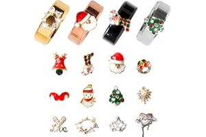 BOVIPO Smart Ring Accessories Compatible with Oura Ring Gen3/4, 12-Piece Christmas Art Rhinestone Charms Set (Q 1)