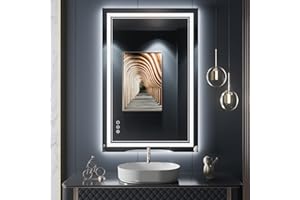 ISTRIPMF 24x36 Inch LED Bathroom Mirror wiht Lights, Backlit and Front Lighted Bathroom Mirror,Anti Fog, Dimmable LED Vanity Mirror