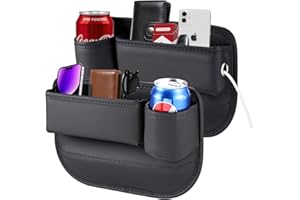 Umickoo 2 Packs Car Seat Filler Organizer, Leather Car Seat Oganizer with Cup Holder,Car Storage Accessories for Phone,Sunglasses,Keys, Universal fit for most car trucks and SUVs(Left+Right Side)
