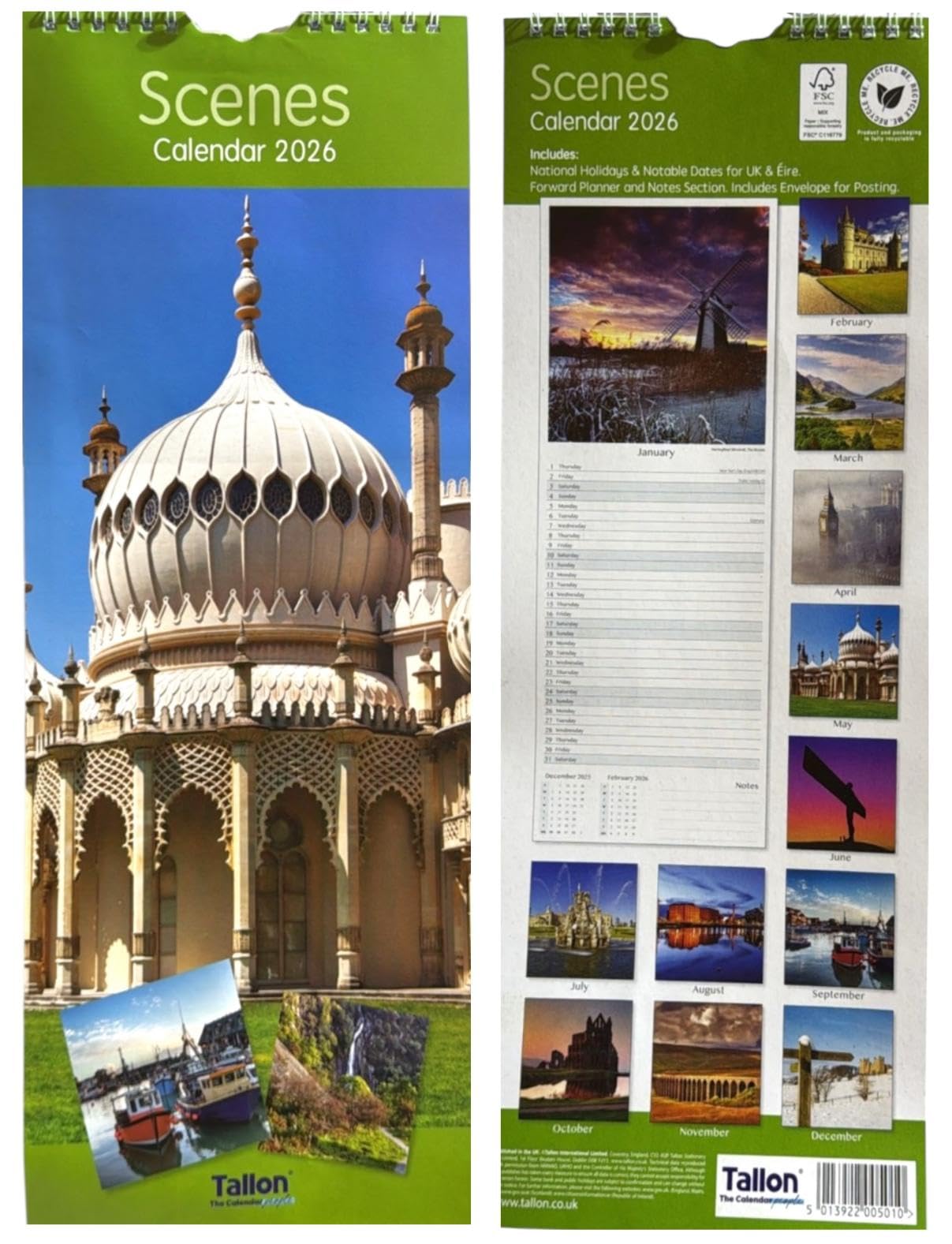 Orbitron 2026 Slim Month To View Spiral Bound Photo Wall Calendar Coast, Scene, Cottages &Garden (Scenes)