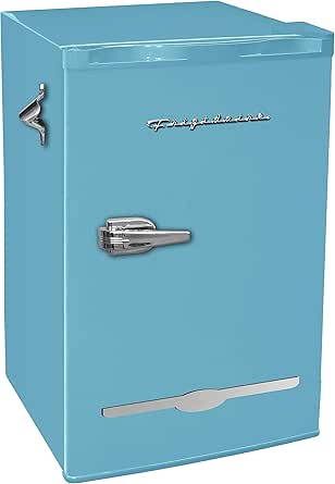 Frigidaire EFR376-BLUE 3.2 Cu Ft Blue Retro Bar Fridge with Side Bottle Opener
