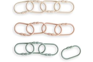 mushie Baby Chain Link Rings Toy 12-Count | Multiuse Car Seat Stroller Connecting Toy (Shifting Sand, Blush, Cambridge Blue)
