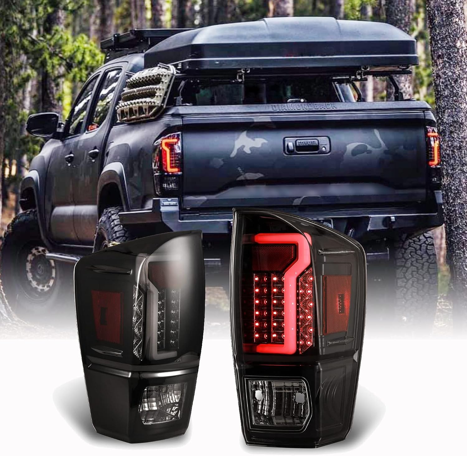 Photo 1 of WOLFSTORM LED Tail Light Assembly for 2016-2023 Toyota Tacoma with New LED Light Design, 16-23 Toyota Tacoma LED Tail Light Assembly,1 Pair(Smoke Lens)
