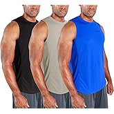 DEVOPS 3 Pack Sleeveless Men's Muscle Shirts Dry Fit Tank Top for Gym Workout, Training, Running, Quick Dry Activewear