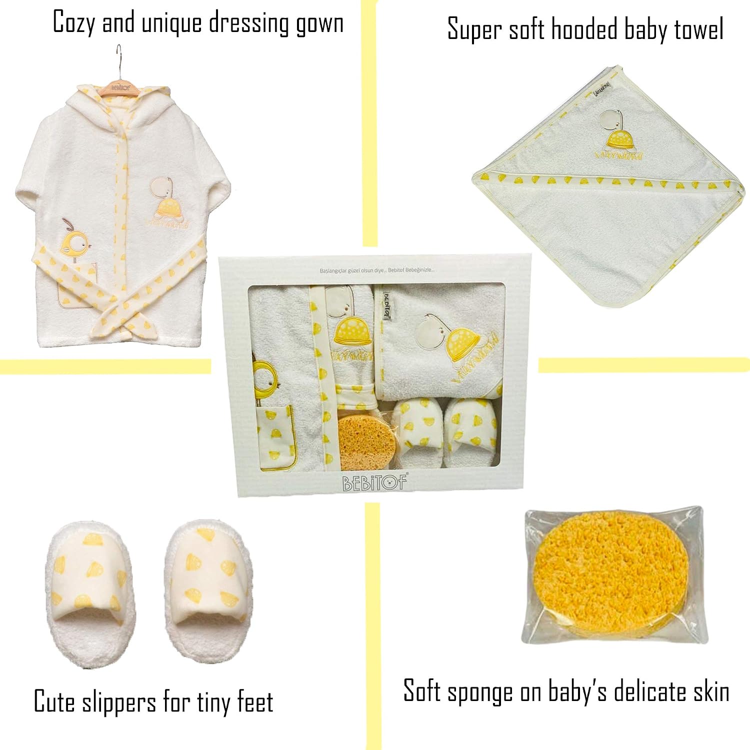 Baby Gifts Baby Boy Girl Unisex for 0-3 Years. 4 Piece Baby Bath Gift Set: Baby Hooded Towel - Image 3