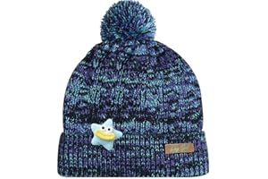 EDTREK Hey Girl Winter Beanie Hat with Silk Satin Fleece Lining Multicolored Pom Poms - One Size for Womens and Kids