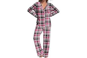 Ekouaer Womens Pajamas Set 2 Piece Button Down Pjs Soft Long Sleeve Top and Pants Sleepwear Set Lounge Sets