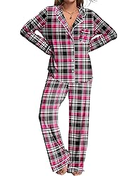 Ekouaer Womens Pajamas Set 2 Piece Button Down Pjs