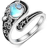 Feijiesi Spoon Rings Sterling Silver Opal/Blue Opal/Turquoise Thumb Rings Vintage Thumb Rings for Women