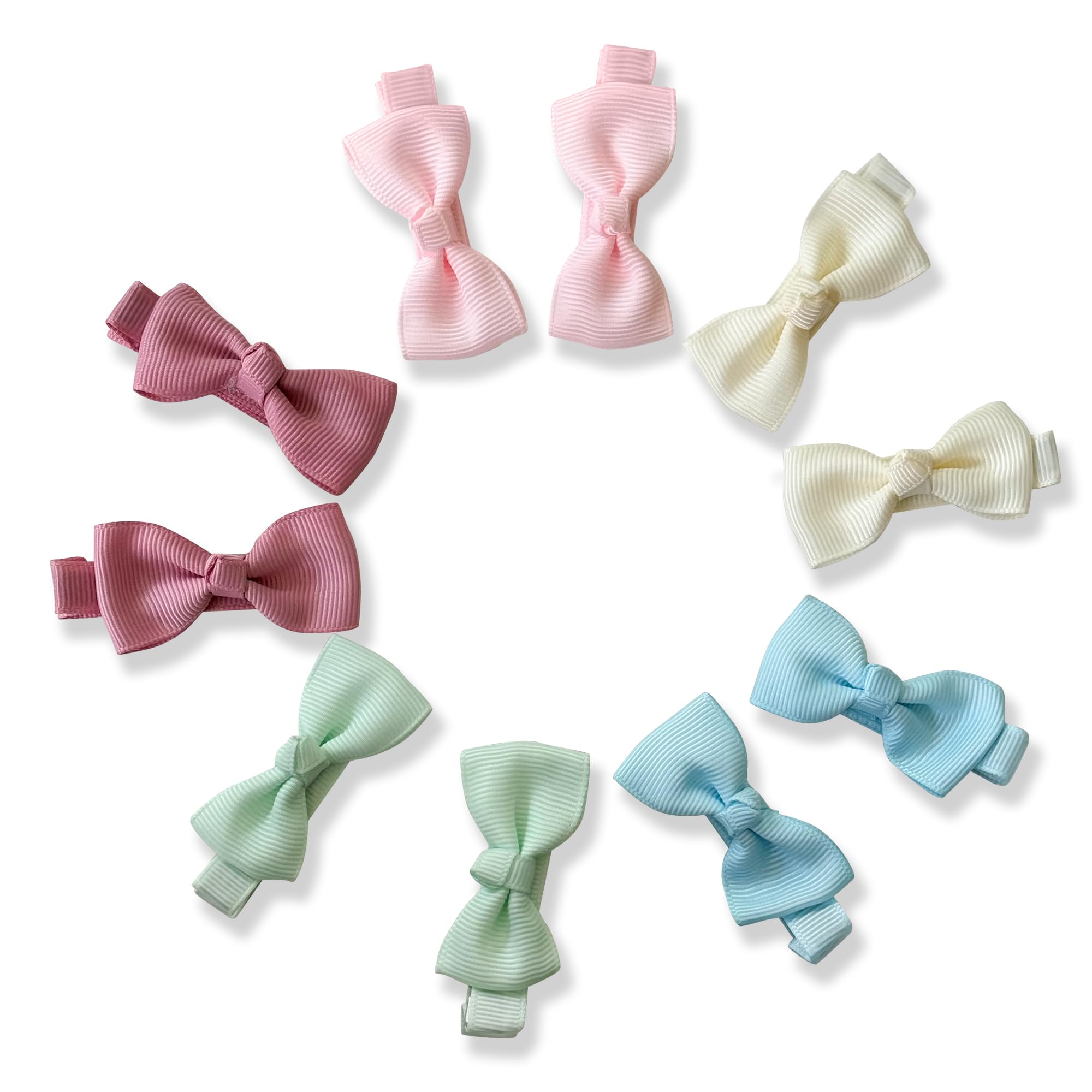 10pcs Baby Girl Bow Hair Clips, Pastel Colours for Baby Infant Toddler Girls, 6cm, Fully Lined Alligator Claws