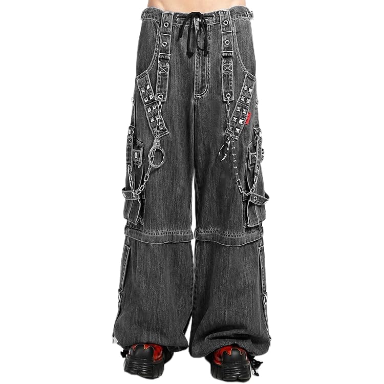 Amazon.com: Tripp NYC Metallic Biotech Pants [Black/Silver] Baggy
