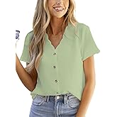 CUPSHE Women Summer Tops Short Sleeve Dressy Casual Business Work Blouses Office Shirts