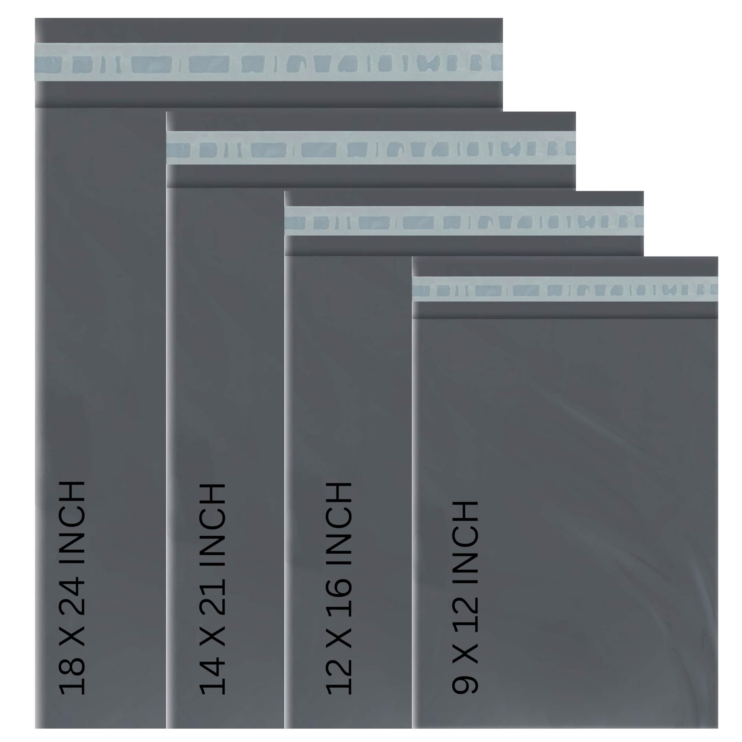 Heavy Duty Mixed Grey Plastic Mailing Bags Extra Strong Envelopes Small to Extra Large Poly Postage Mailers for Secure Posting, Mailing, Shipping, and Delivery (4 Sizes | 100 Bags)