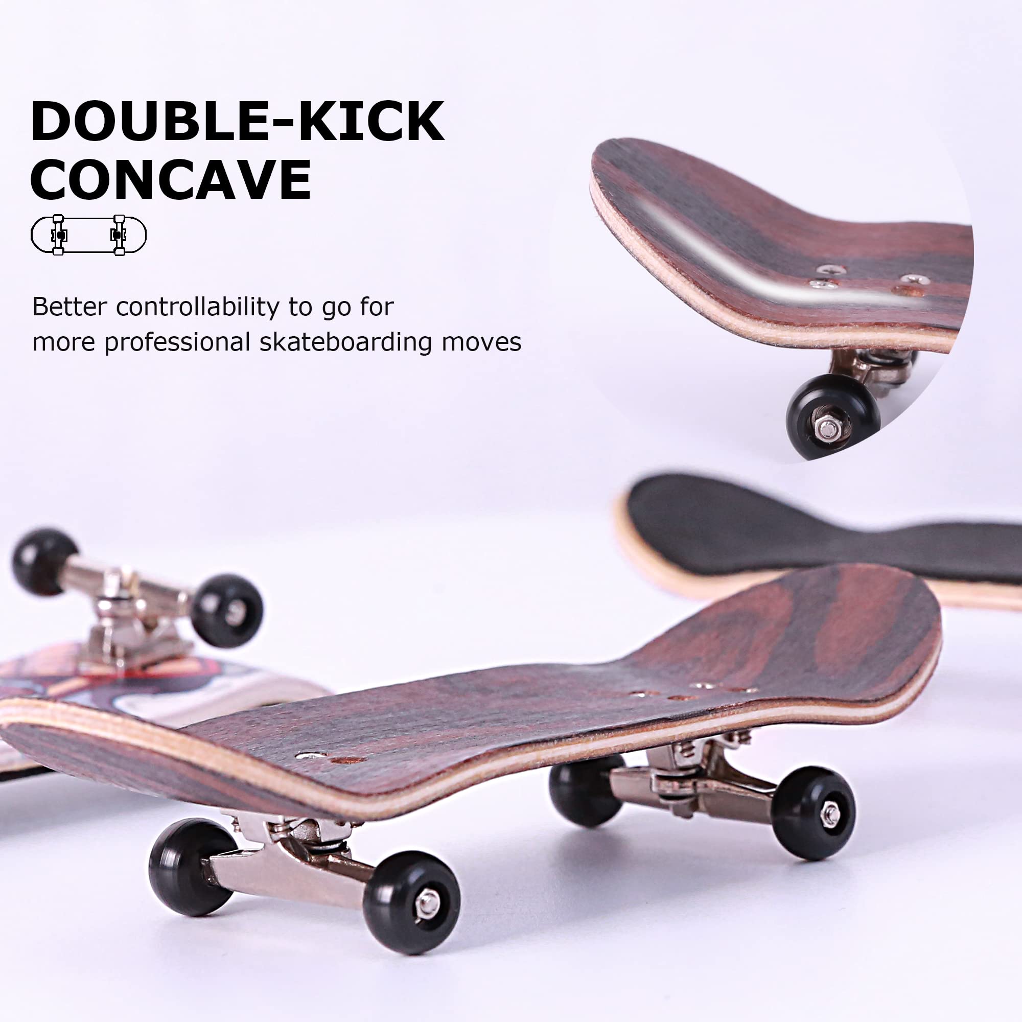 Professional Complete Wooden Fingerboard 32/34mm 5-Ply Maple Finger Skateboard with Upgraded Components (Classic Maple)