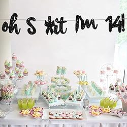 Oh I’m 14! Banner Backdrop Glitter Black Hallo
