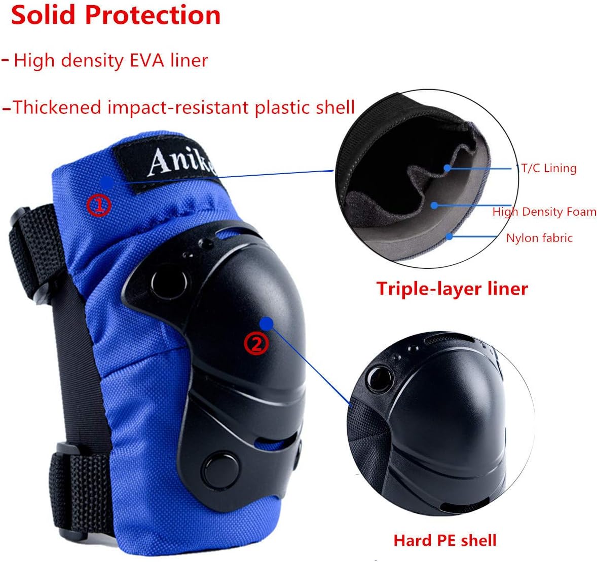 Kids Protective Gear, Knee Pads Elbow Pads Wrist Guards 3 in 1 Set for Inline Roller Skating Biking Cycling Sports Safe Guard : Sports & Outdoors