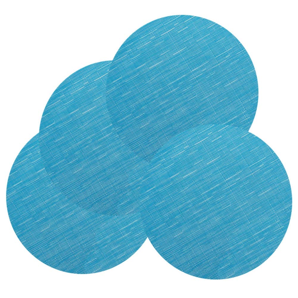 LivebyCare Round Placemats Set of 4 Woven Table Placemats Washable Non-Slip Placemats 13.8 Inch for Christmas Decoration Home Wedding Party,Blue