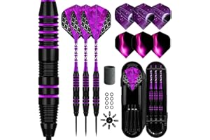 Lavishio Dart Metal Tip Set 3 Aluminum Dart Shafts Steel Tip Dart Set Professional Darts Steel Tip Set + Extra 3 Dart Flights 3 Replace Plastic Shafts