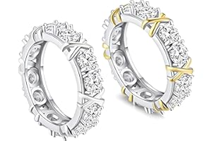 ABHAG Zircon Shaping Cross Full Moissanite Diamond Ring, 925 Sterling Silver Cross Full Moissanite Zircon Shaping Diamond RingMoissanite Sterling Silver X Criss Ring