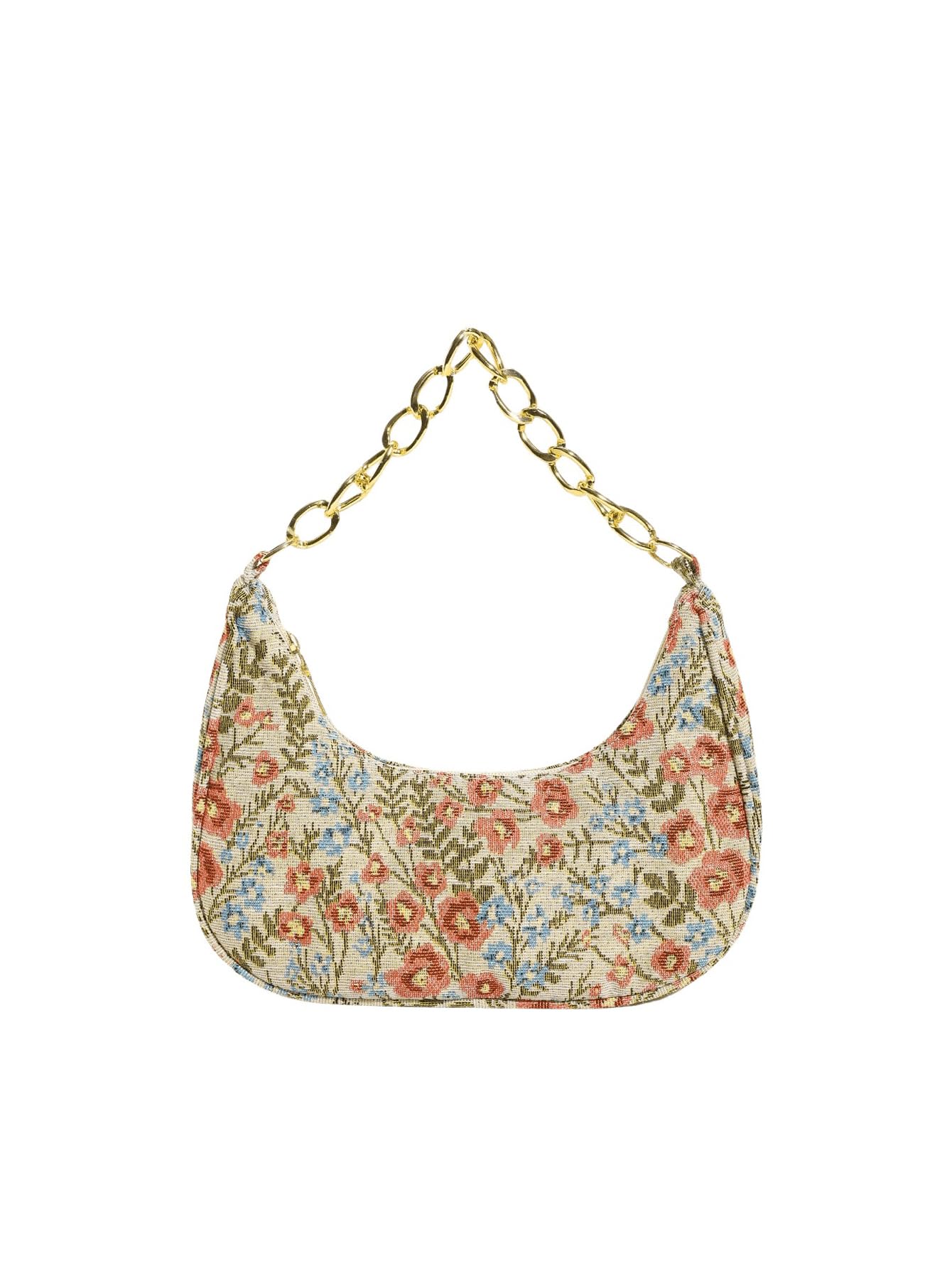 Photo 1 of Verdusa Women's Beaded Bag Floral Top Handle Hobo Purse Metal Chain Crescent Handbags Multicolor One Size